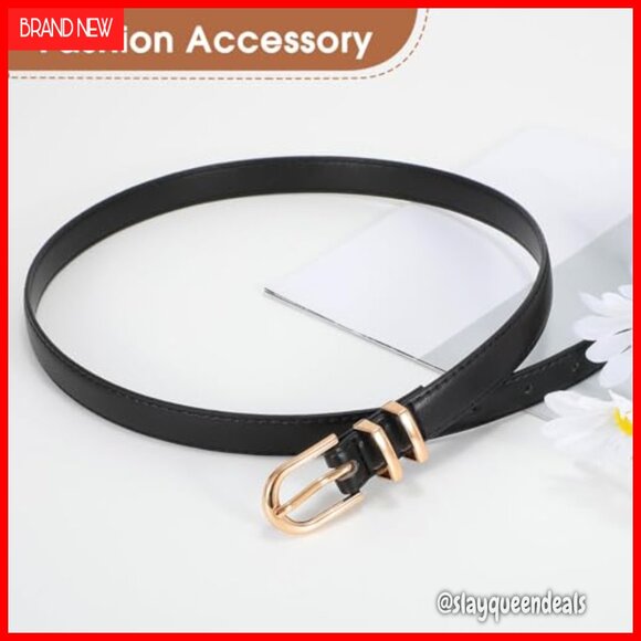 3 Pack Skinny Leather Belts for Women with Gold Buckle for Jeans and Dresses main image 4